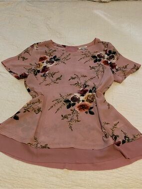 JODIFL Rose Pink Floral Feminine Blouse